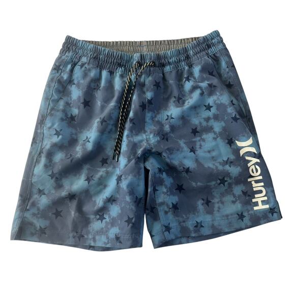 Hurley Men’s Swim Volley Shorts Blue Stars Print – 7” Inseam Small Lined #5585 - Picture 1 of 11